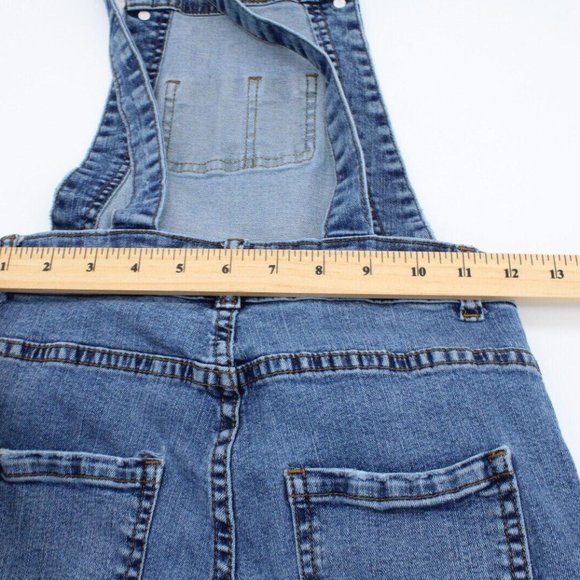 Kiss & Cry Size 1 Distressed Denim Bib Girls Skinny Overalls - Picture 7 of 9